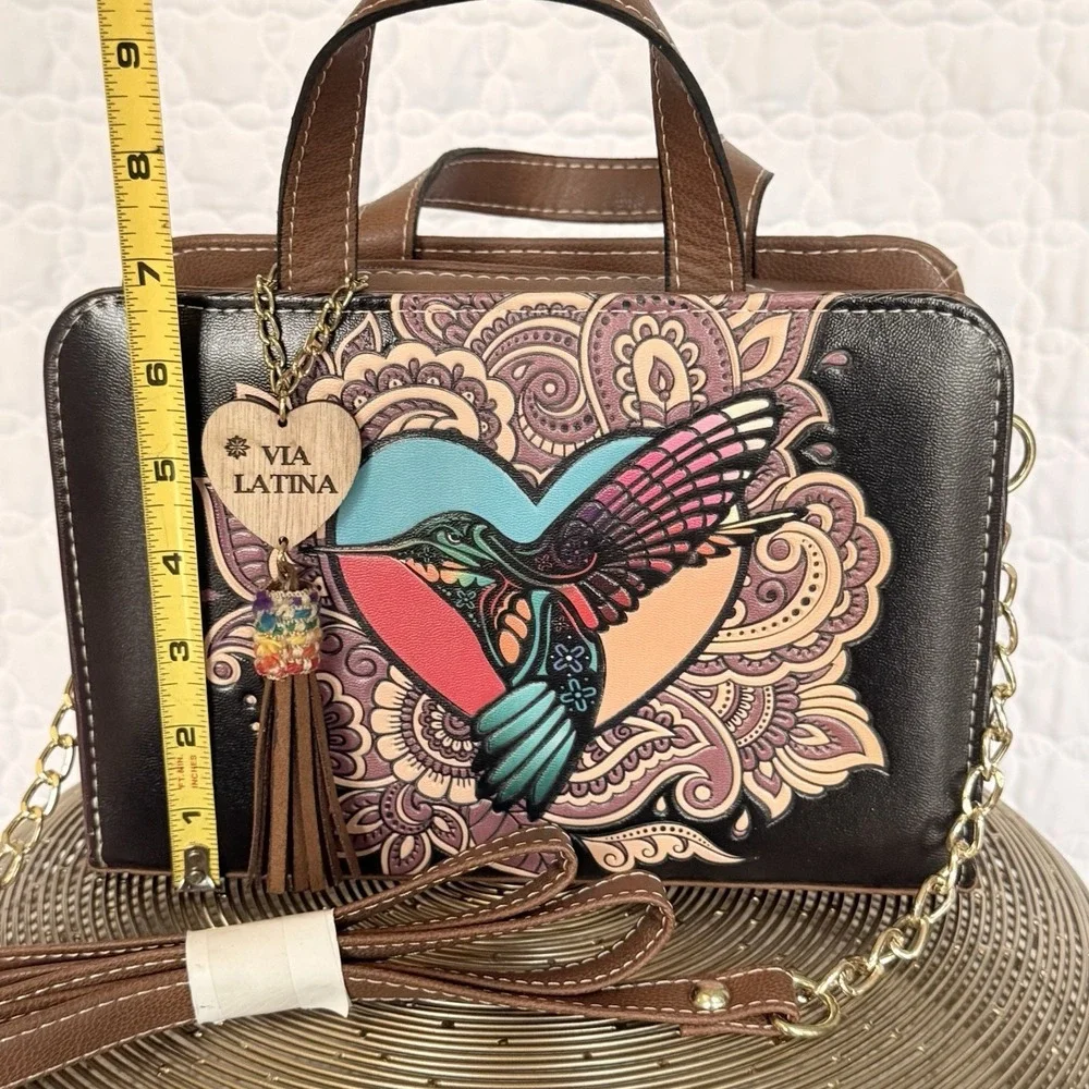 Via Latina Artisanal NWOT Leather Purse Gold‎ Hardware Structured Shoulder Bag